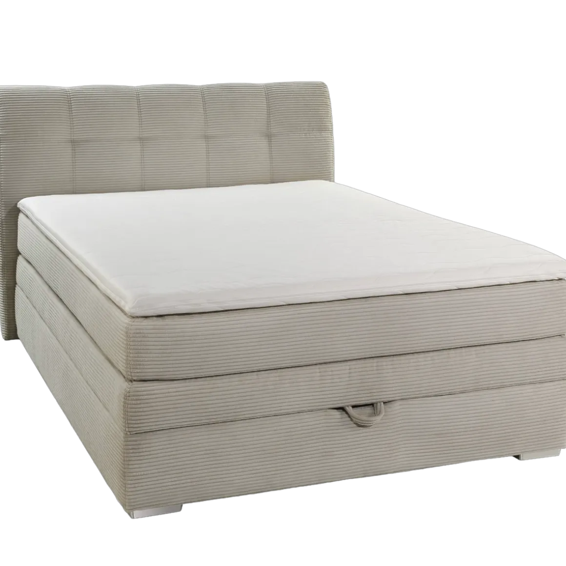 Boxspringbett Amelie mit Bettkasten Cord Light Greige 140 x 200 cm