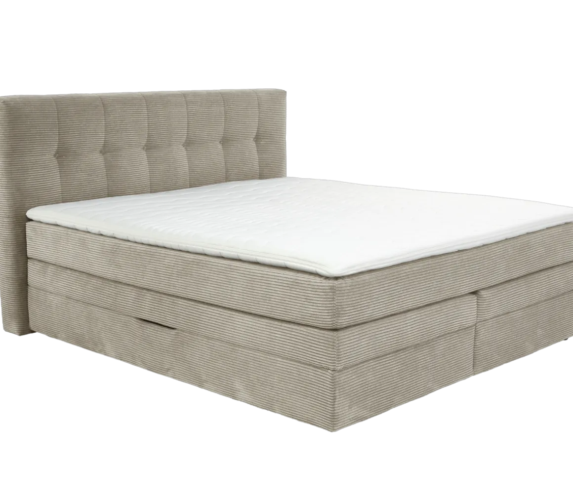 Boxspringbett Amy mit Bettkasten Greige 180 x 200 cm