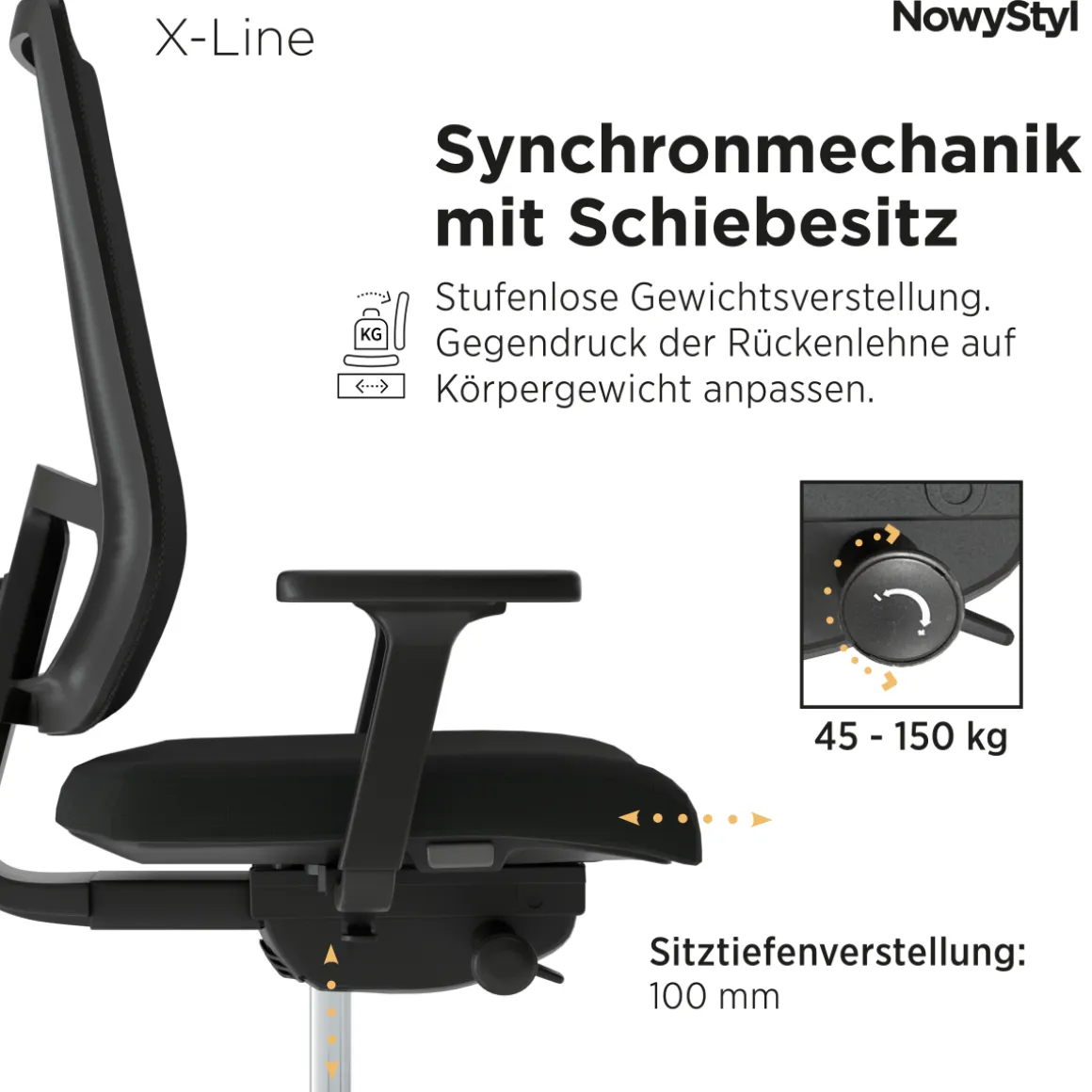 Bürostuhl X-Line SWIVEL Schwarz