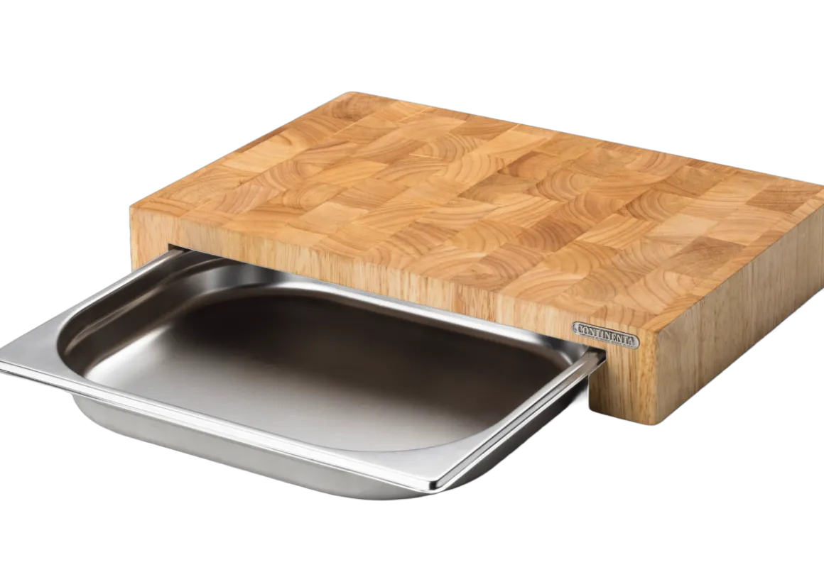 Continenta Stirnholz Schneidebrett mit Schublade 39 x 27 cm