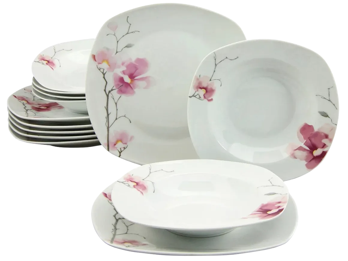 CreaTable 12-tlg Tafelservice Aiko Weiß-Rosa