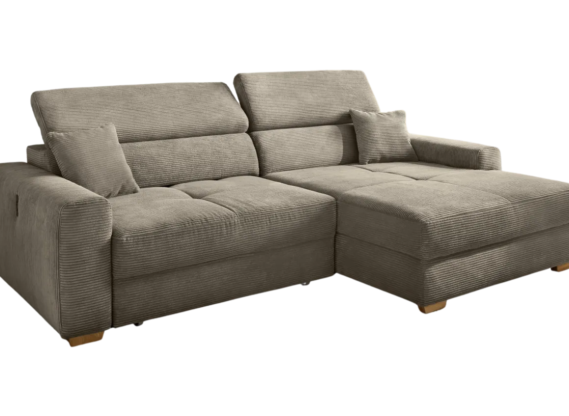 Ecksofa Slider mit Funktionen Cord Taupe