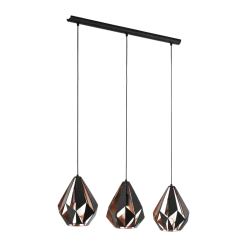 EGLO 3-flg Pendelleuchte Carlton 1 Schwarz Kupfer