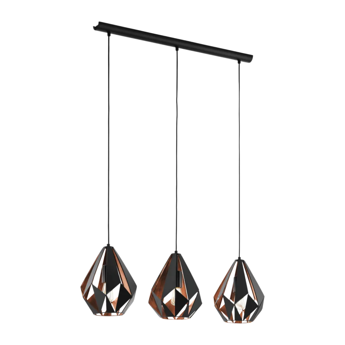 EGLO 3-flg Pendelleuchte Carlton 1 Schwarz Kupfer