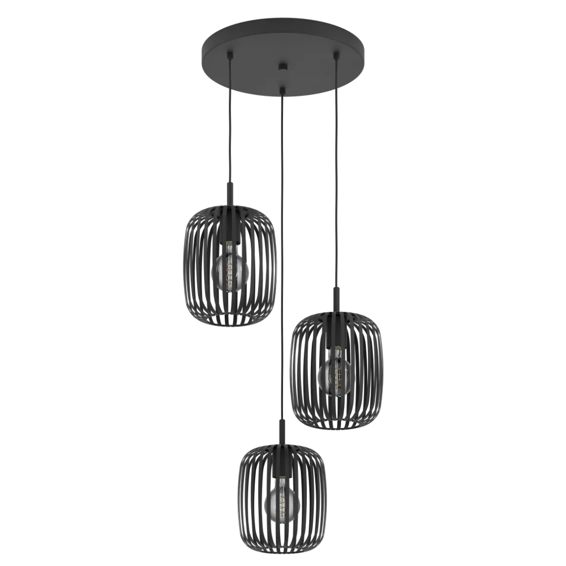 EGLO 3-flg runde Pendelleuchte Romazzina Schwarz