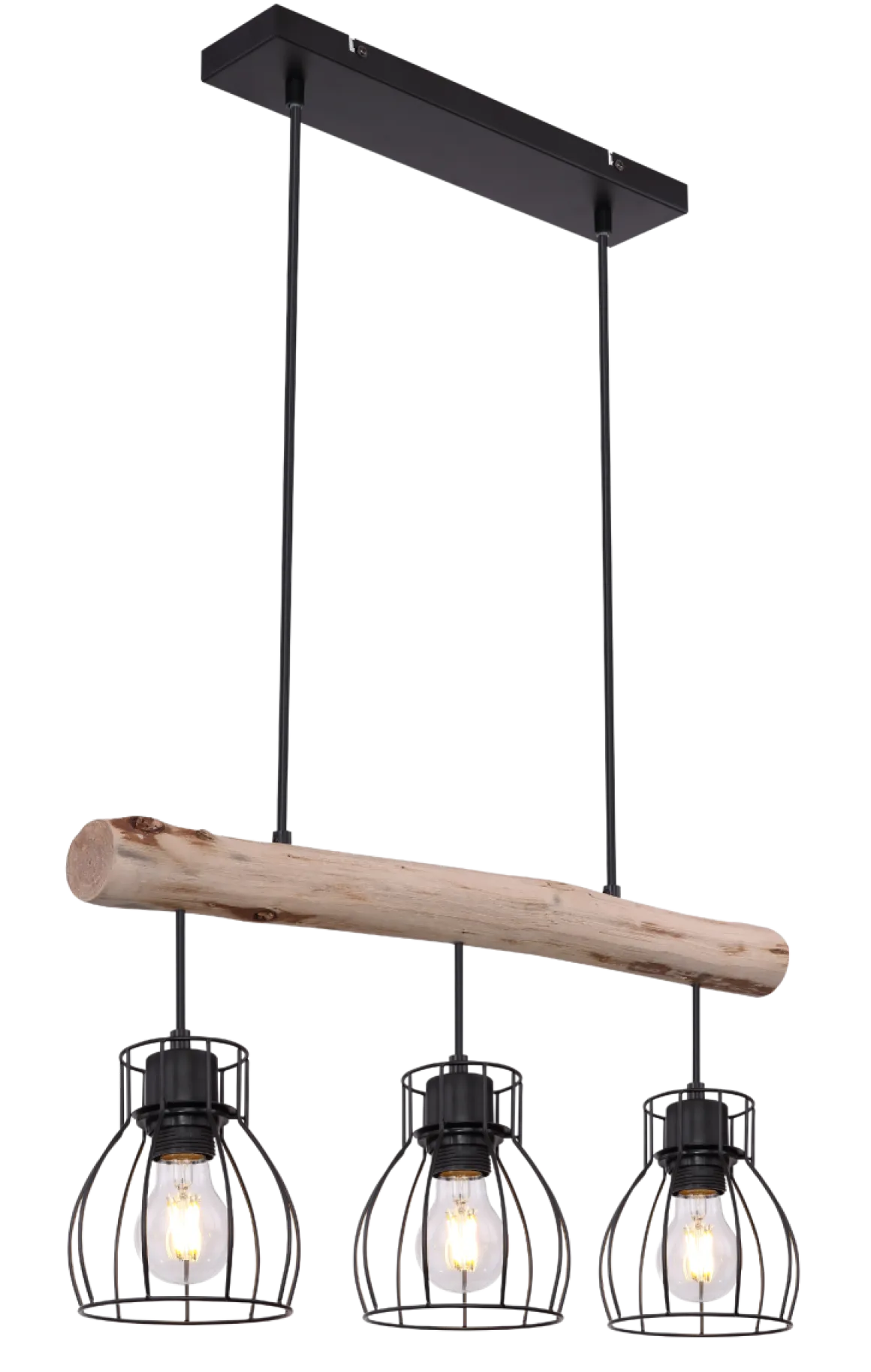 Globo 3-flg Pendelleuchte Mina Massivholz