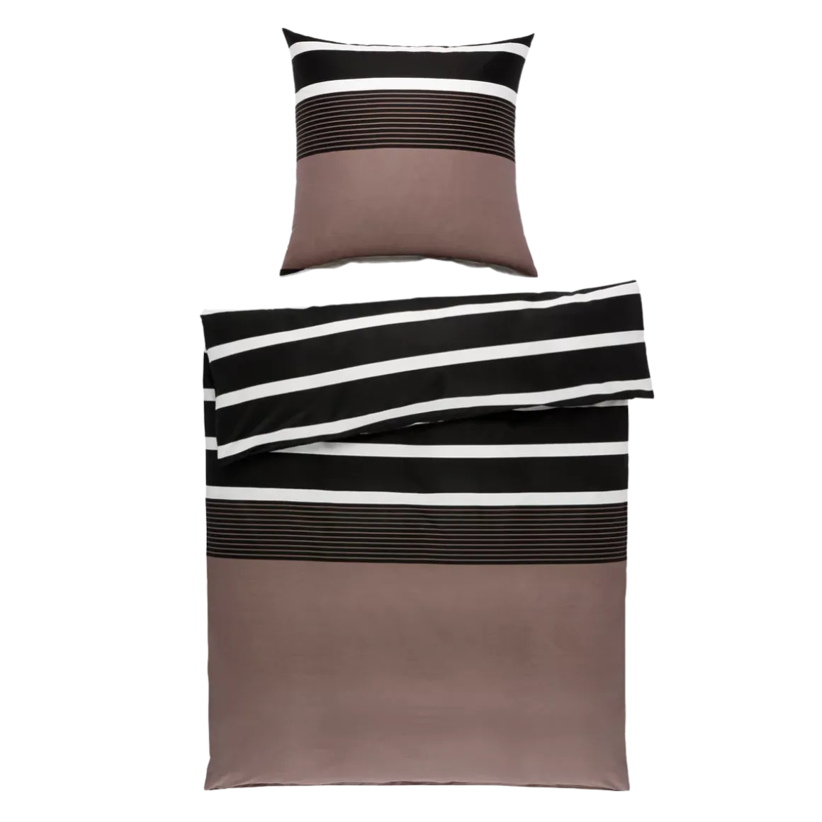 Janine Satin Bettwäsche Nougat-Schwarz 135 x 200 cm