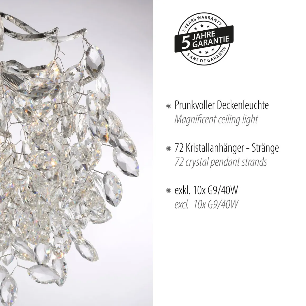 Paul Neuhaus 10-flg Deckenlampe Ricicle Chrom