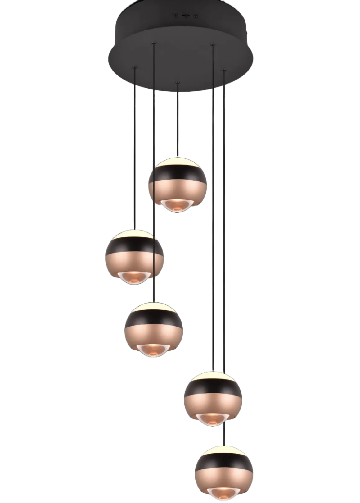 TRIO 5-flg runde LED Pendelleuchte Orbit-S Schwarz